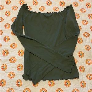 Olive green off shoulder crop top